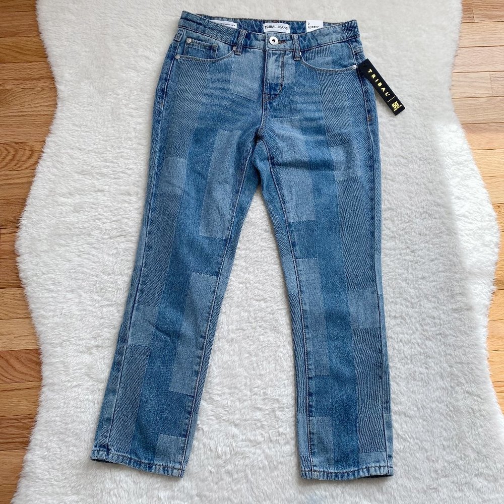 Trible Jeans Audrey Women's Mid-Rise Straight Crop, Blue Denim, Size 0, 2